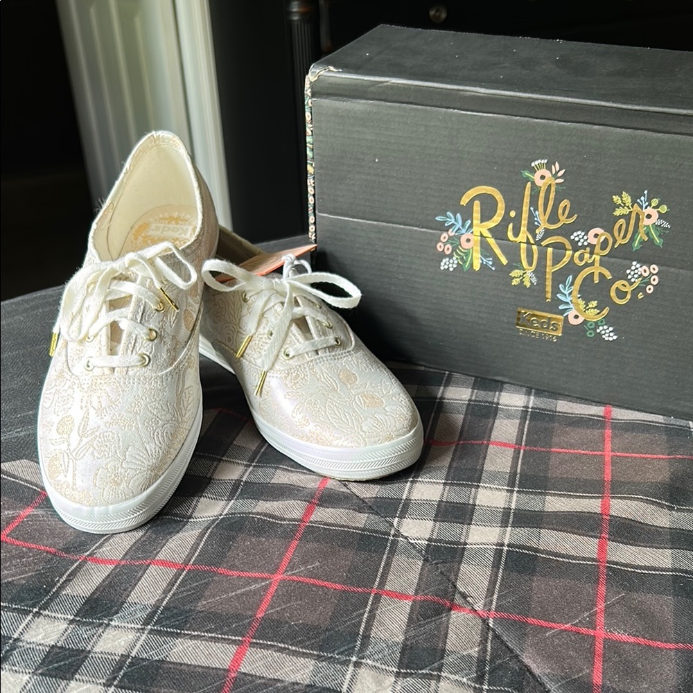 Rifle Paper Co Cream Canvas Sneakers with Vintage Charm